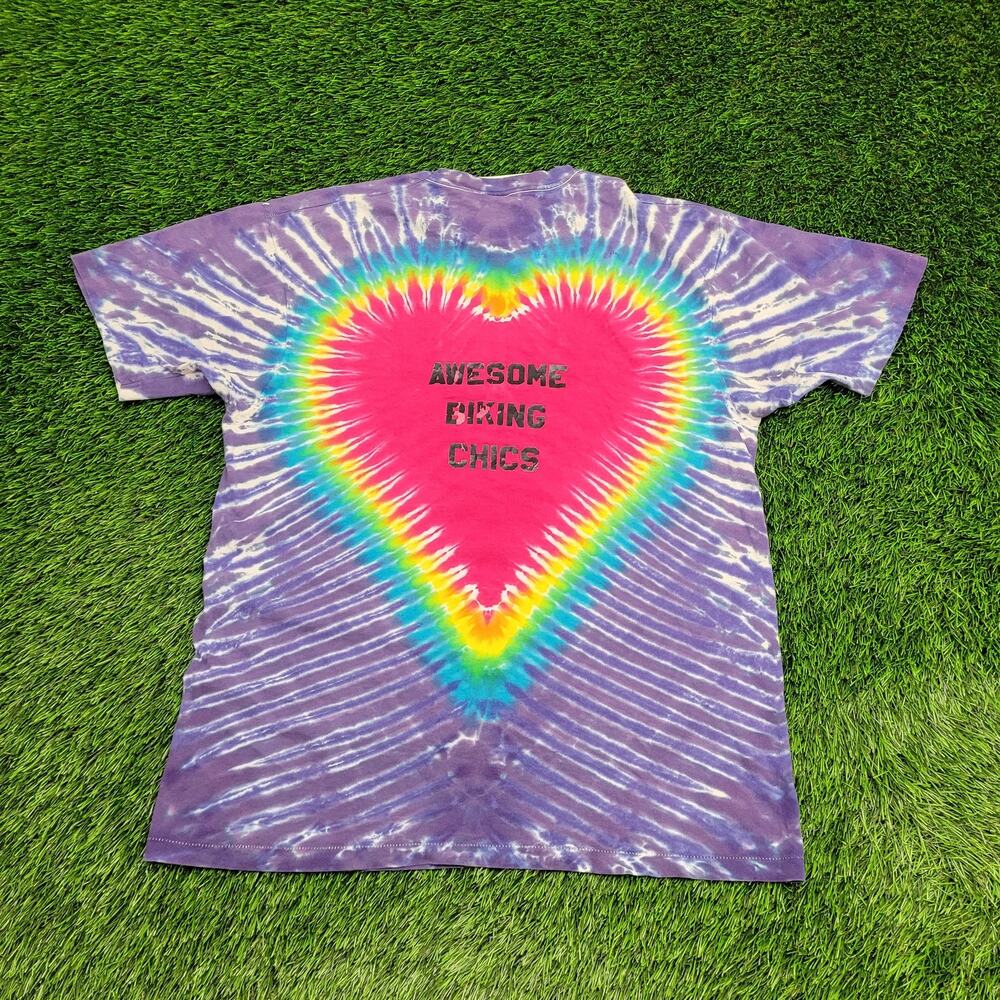 Vintage Heart Biker Tie-Dye Shirt Womens XL 20x27 Purple Red